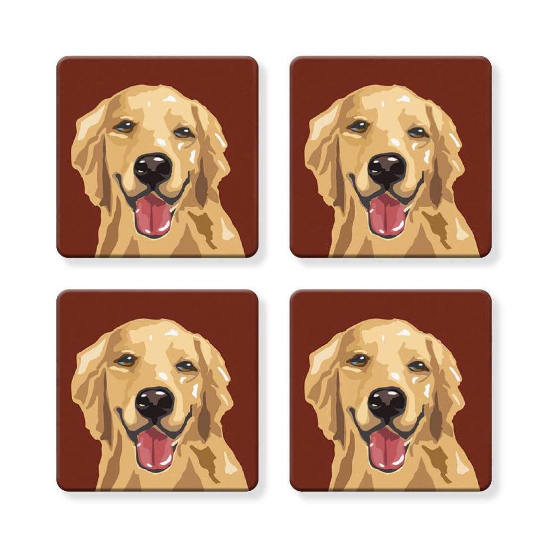 Set of 4 MDF Coasters - Golden Retriever