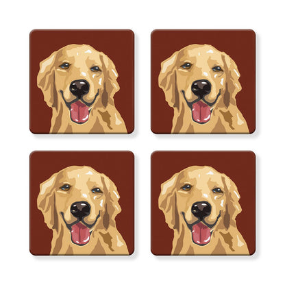 Set of 4 MDF Coasters - Golden Retriever